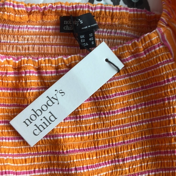 Nobody’s Child Orange and Pink Stripe Midi Dress - Picture 6 of 6
